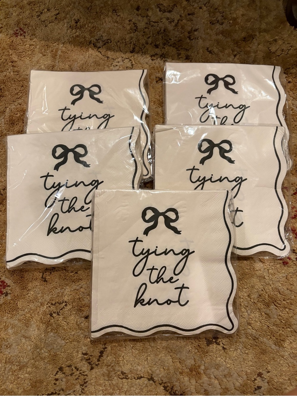 NWT 5 pks Tying the Knot wedding bridal shower luncheon size napkins 100